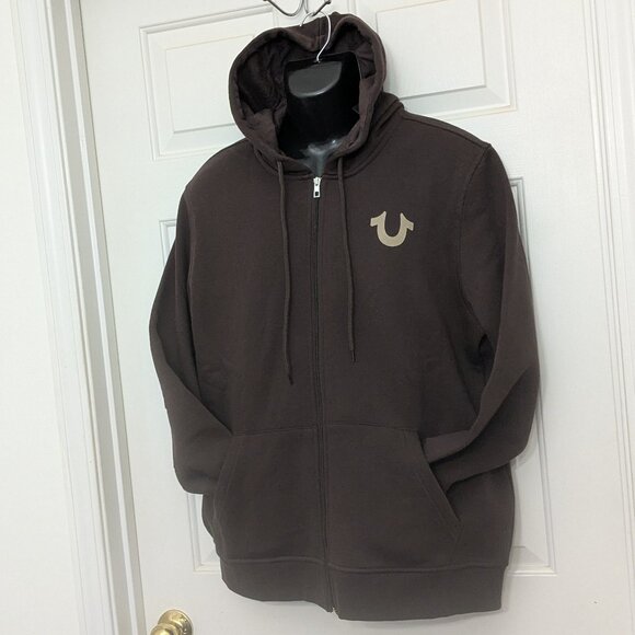 TRUE RELIGION Men's Hoodie Jacket Size XL Brown NWT - Picture 1 of 11